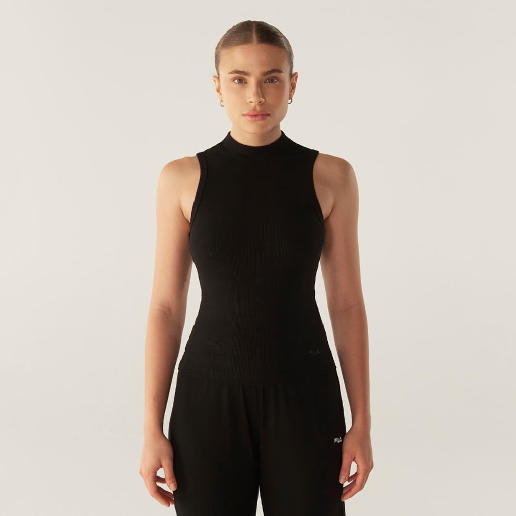 Camiseta Regata Fila Gola Alta Rib Feminina