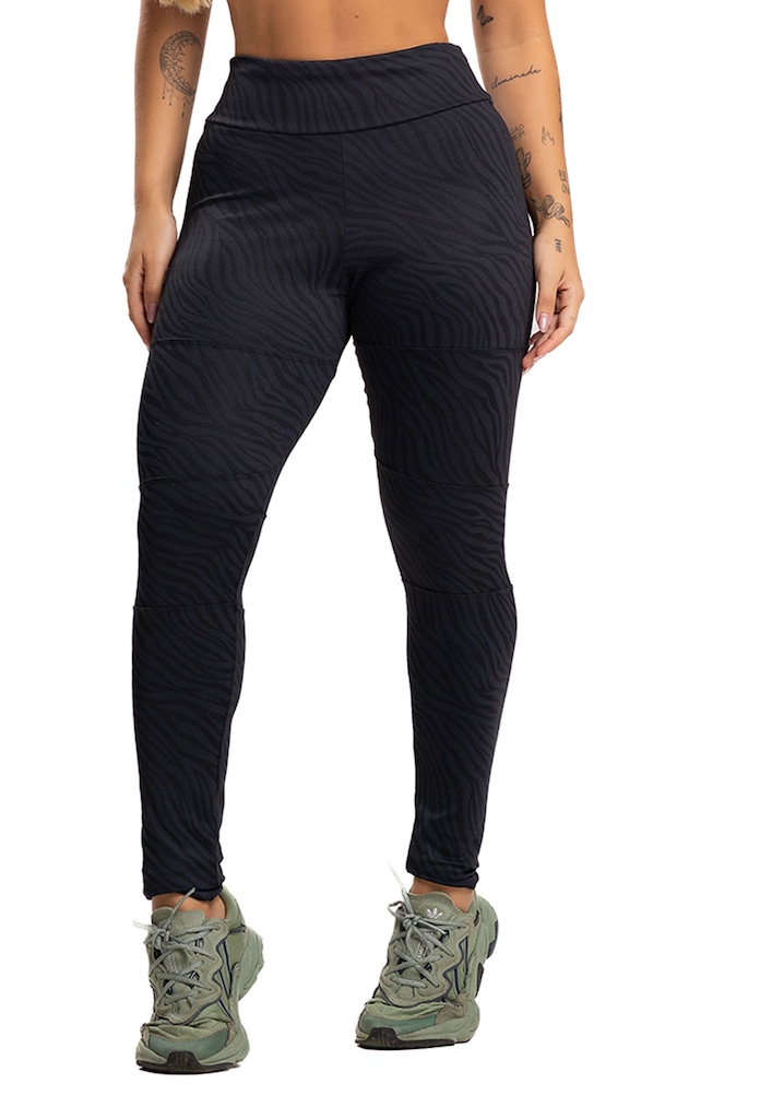 Calça Legging MVB Modas Cintura Alta Recortes Texturizada Jacquard Feminina