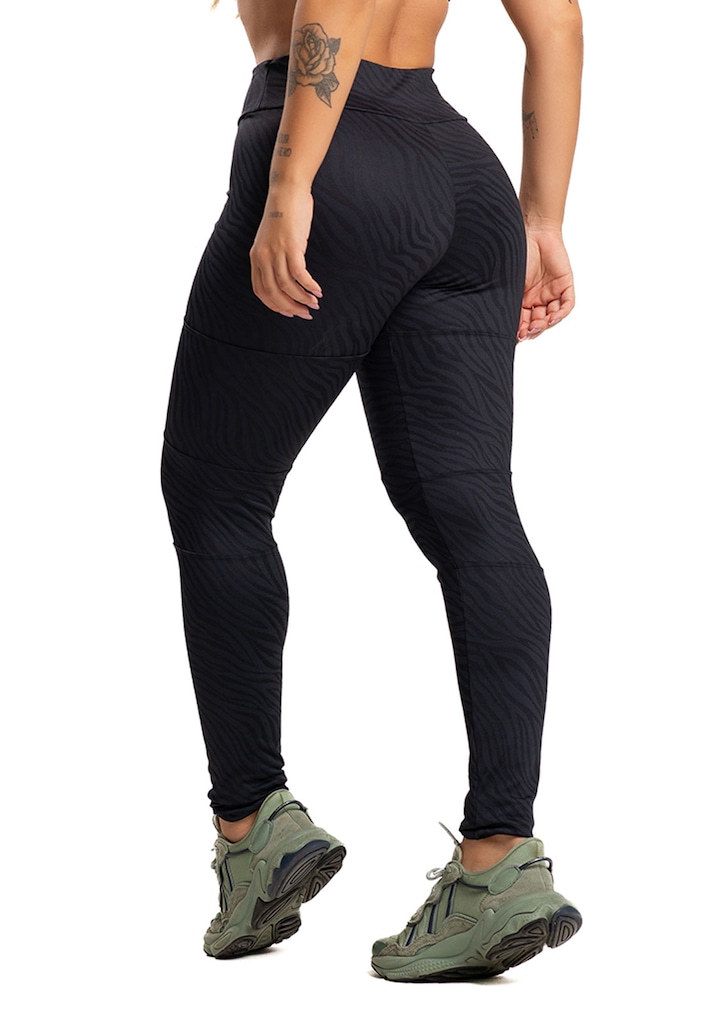 Imagem 2 do produto Calça Legging MVB Modas Cintura Alta Recortes Texturizada Jacquard Feminina