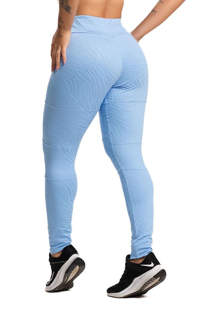 Calça Legging MVB Modas Cintura Alta Recortes Texturizada Jacquard Feminina