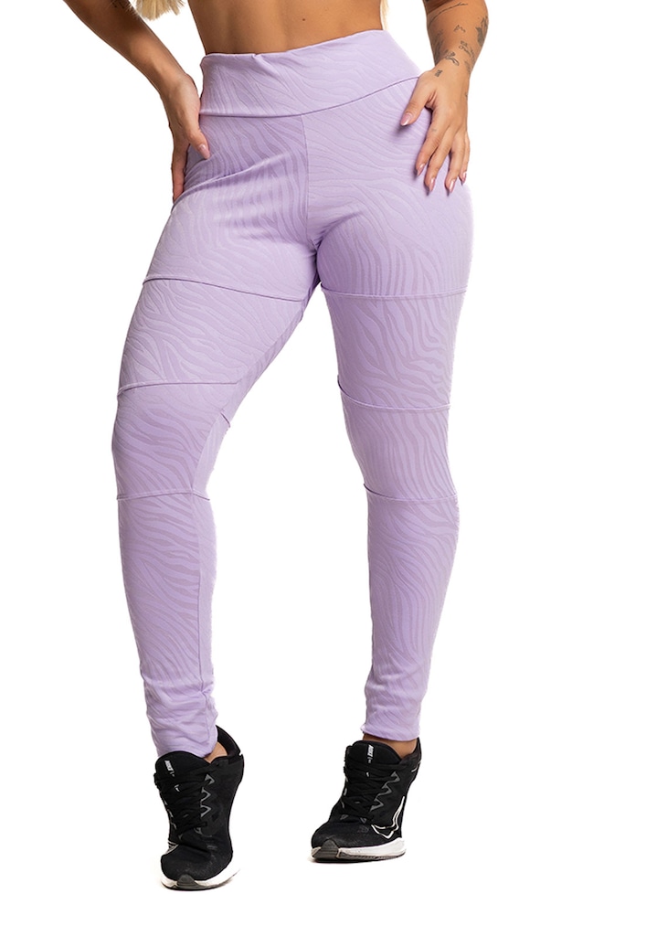Calça Legging MVB Modas Cintura Alta Recortes Texturizada Jacquard Feminina