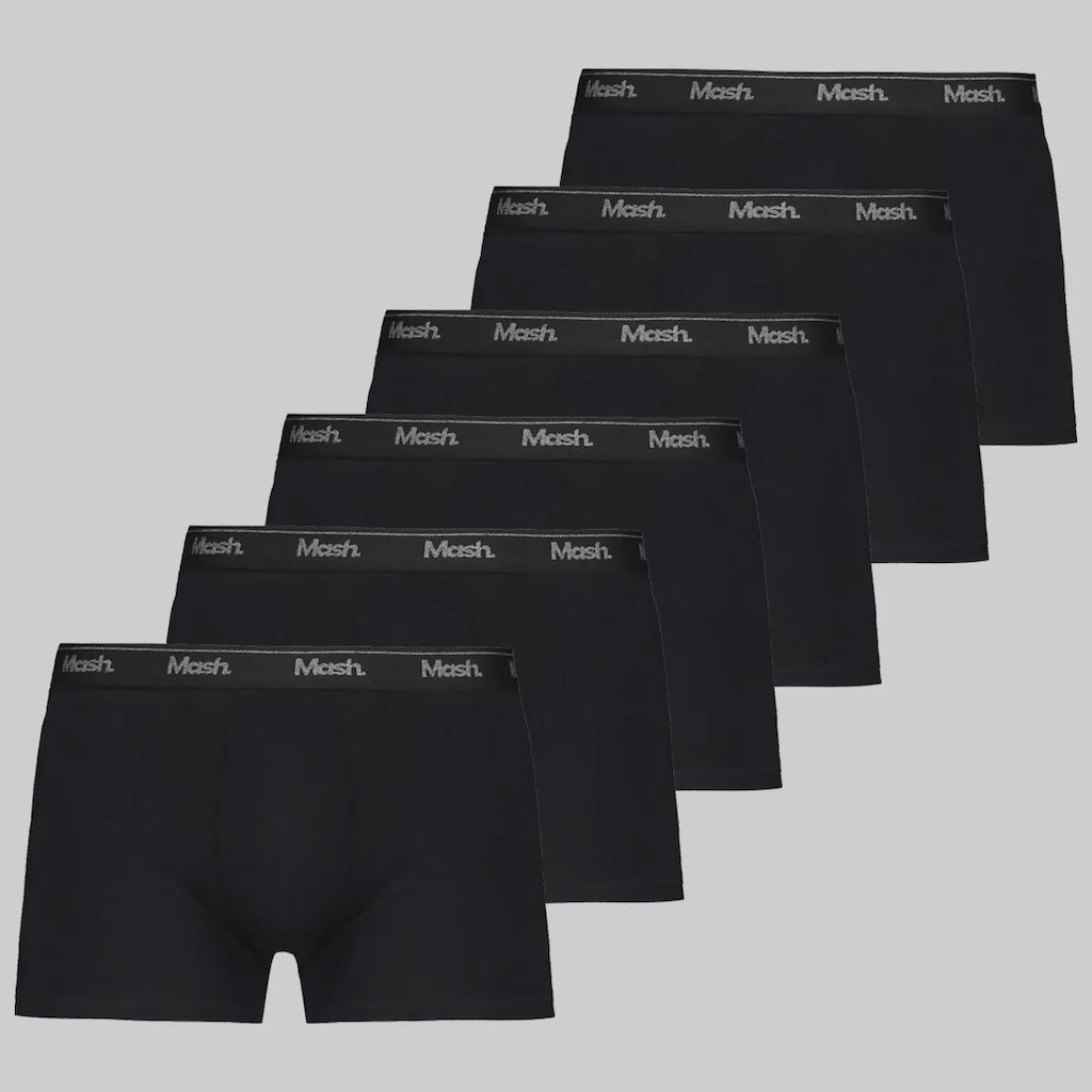 Cueca Boxer Preta Mash Cotton - 6 unidades - Adulto