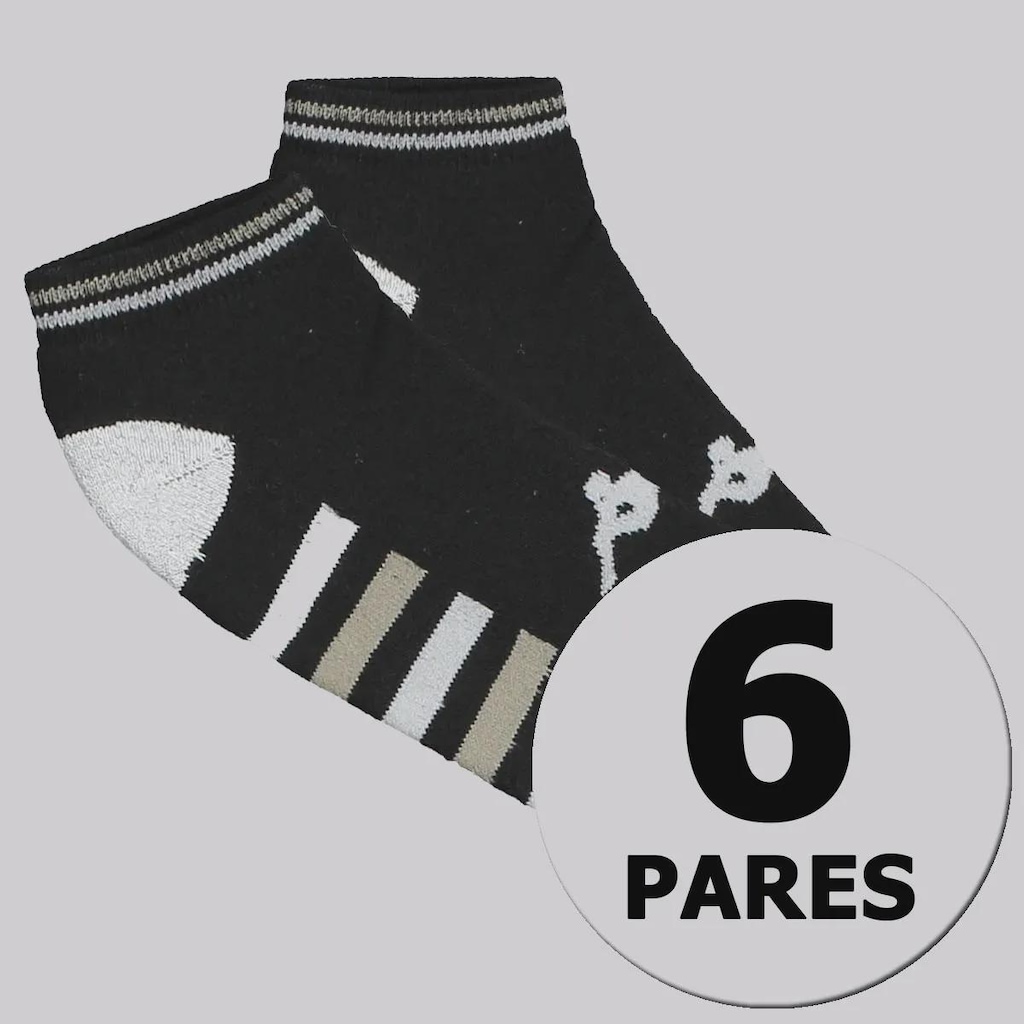 Meia Cano Baixo Kappa 6 Pares Comfort Unissex