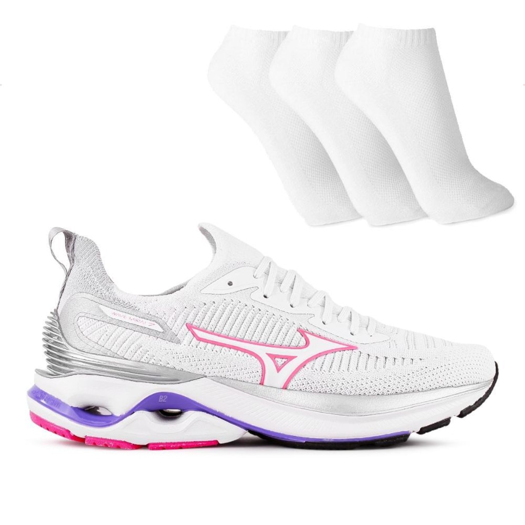 Tênis Mizuno Wave Mirai 7 Feminino + 3 Pares de Meias