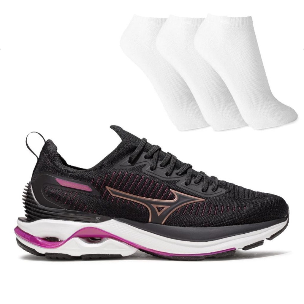 Tênis Mizuno Wave Mirai 7 Feminino + 3 Pares de Meias