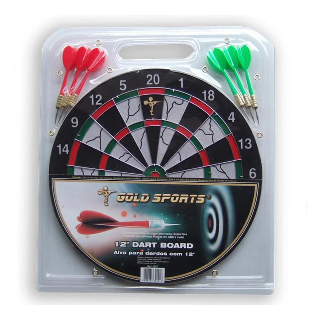 Jogo dardo Gold Sports 12" com 06 setas 08