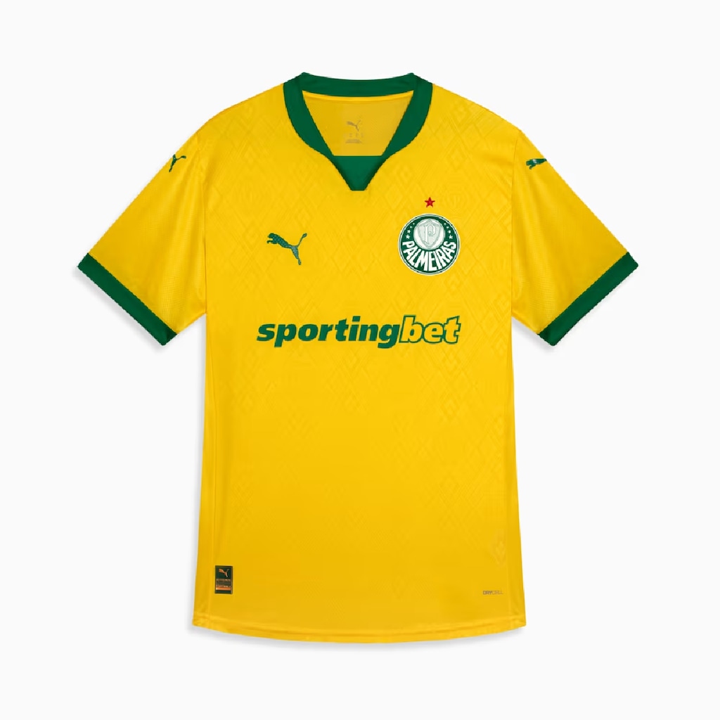 Camisa Palmeiras 2025 Vendas Puma Palmeiras Camisa Feminina Camisa Palmeiras Puma Venda Puma Palmeiras 2025 Third  Women's Yellow Jersey