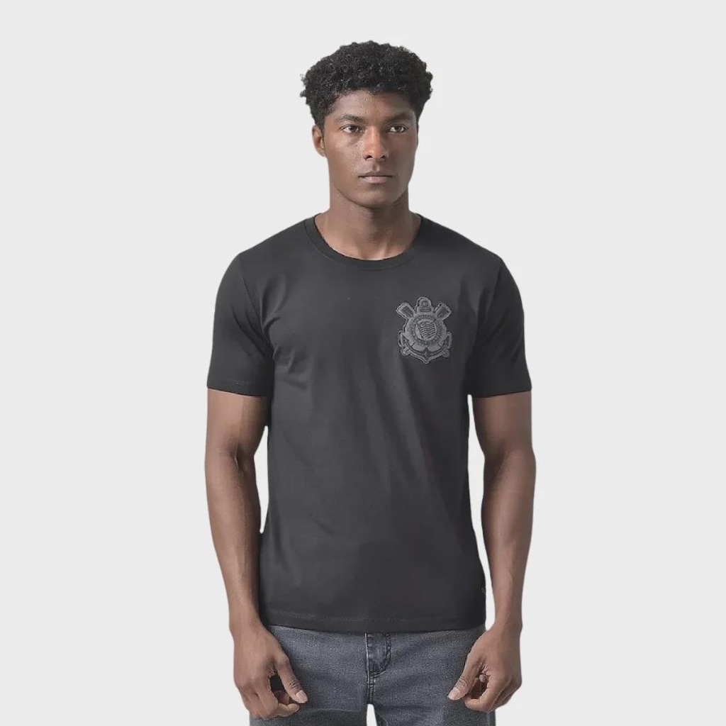 Camiseta Do Corinthians Coimbra Brasão Bordado Masculino