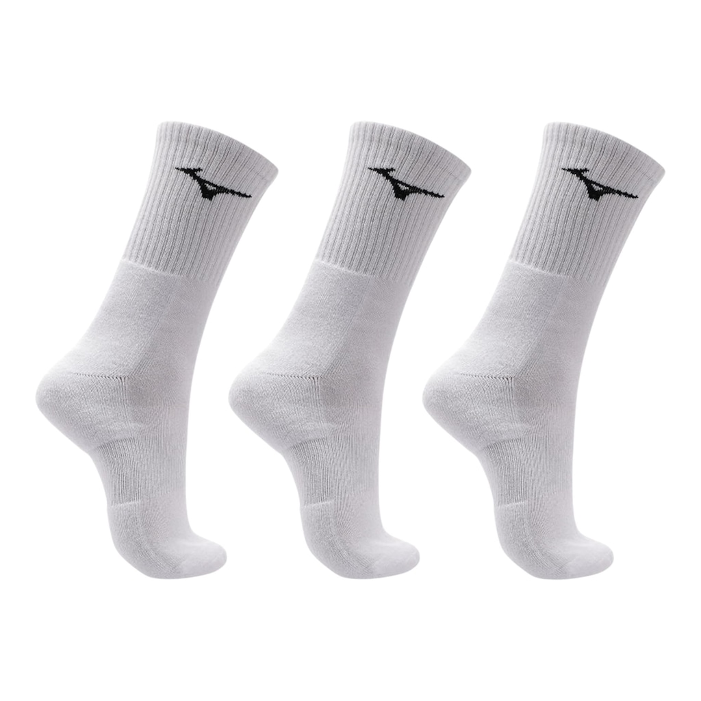 Meia Cano Médio Mizuno Prime Atoalhada Kit 3 Pares Unissex