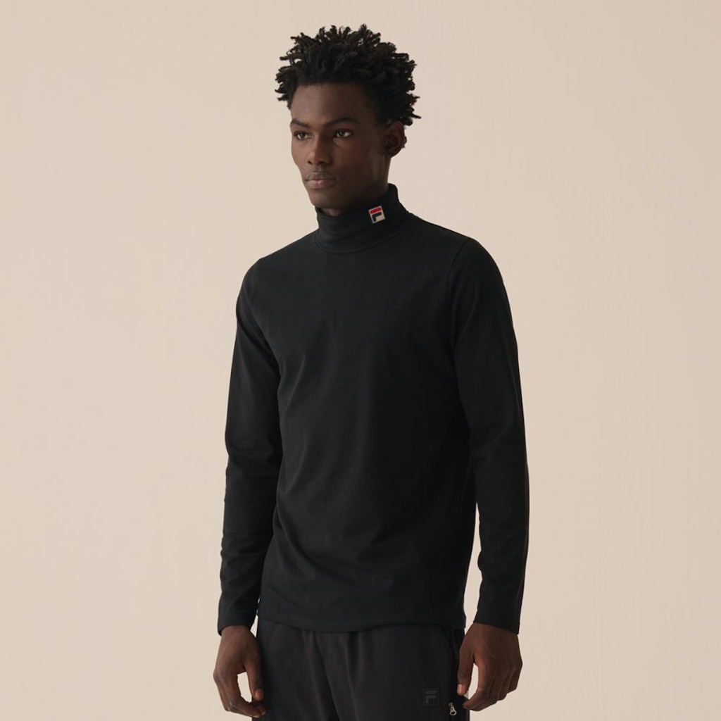 Blusa Manga Longa Fila 19th Roll Neck Masculina - Foto 1