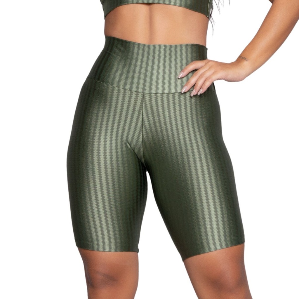 Bermuda Fitness New Zig 3D Vekyo Poliamida Cós Alto - Moda Feminina