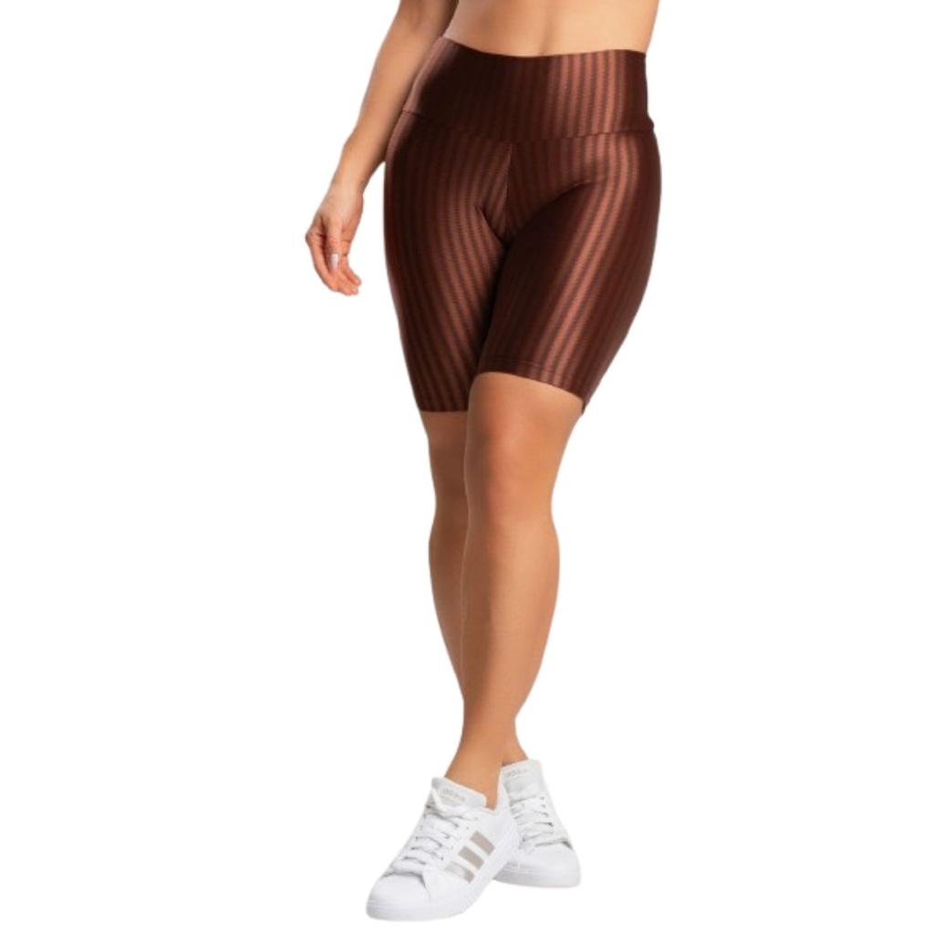 Bermuda Fitness New Zig 3D Vekyo Poliamida Cós Alto - Moda Feminina