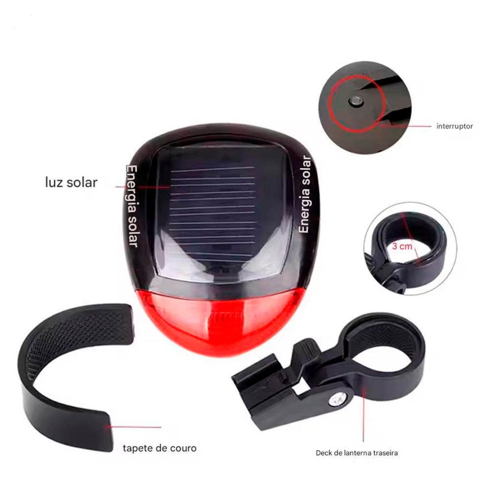 Imagem 3 do produto Lanterna traseira de Bike Gold Sports Led Vison a Energia Solar
