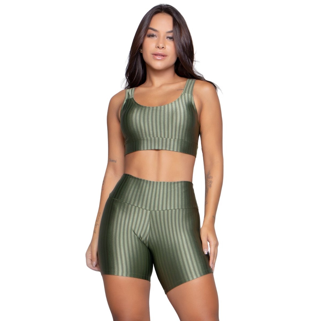 Conjunto Top e Short New Zig 3D Vekyo Bojo Compressão Moda Fitness
