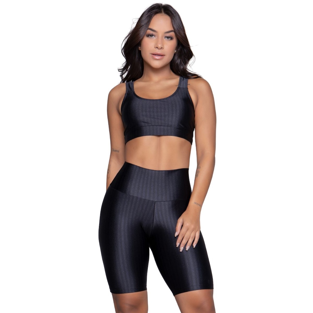 Conjunto Top e Bermuda New Zig 3D Vekyo Bojo Compressão Moda Fitness