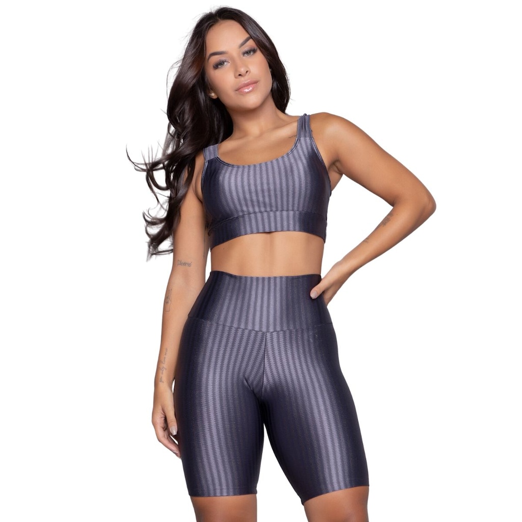 Conjunto Top e Bermuda New Zig 3D Vekyo Bojo Compressão Moda Fitness