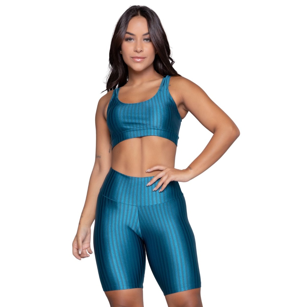Conjunto Top e Bermuda New Zig 3D Vekyo Bojo Compressão Moda Fitness