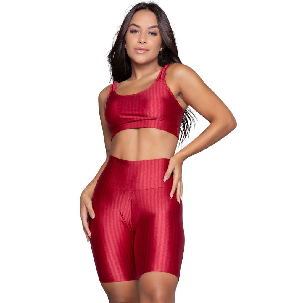 Conjunto Top e Bermuda New Zig 3D Vekyo Bojo Compressão Moda Fitness