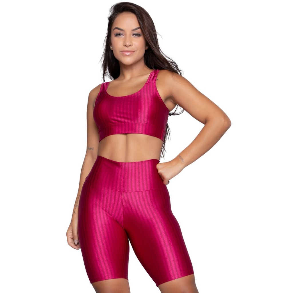 Conjunto Top e Bermuda New Zig 3D Vekyo Bojo Compressão Moda Fitness