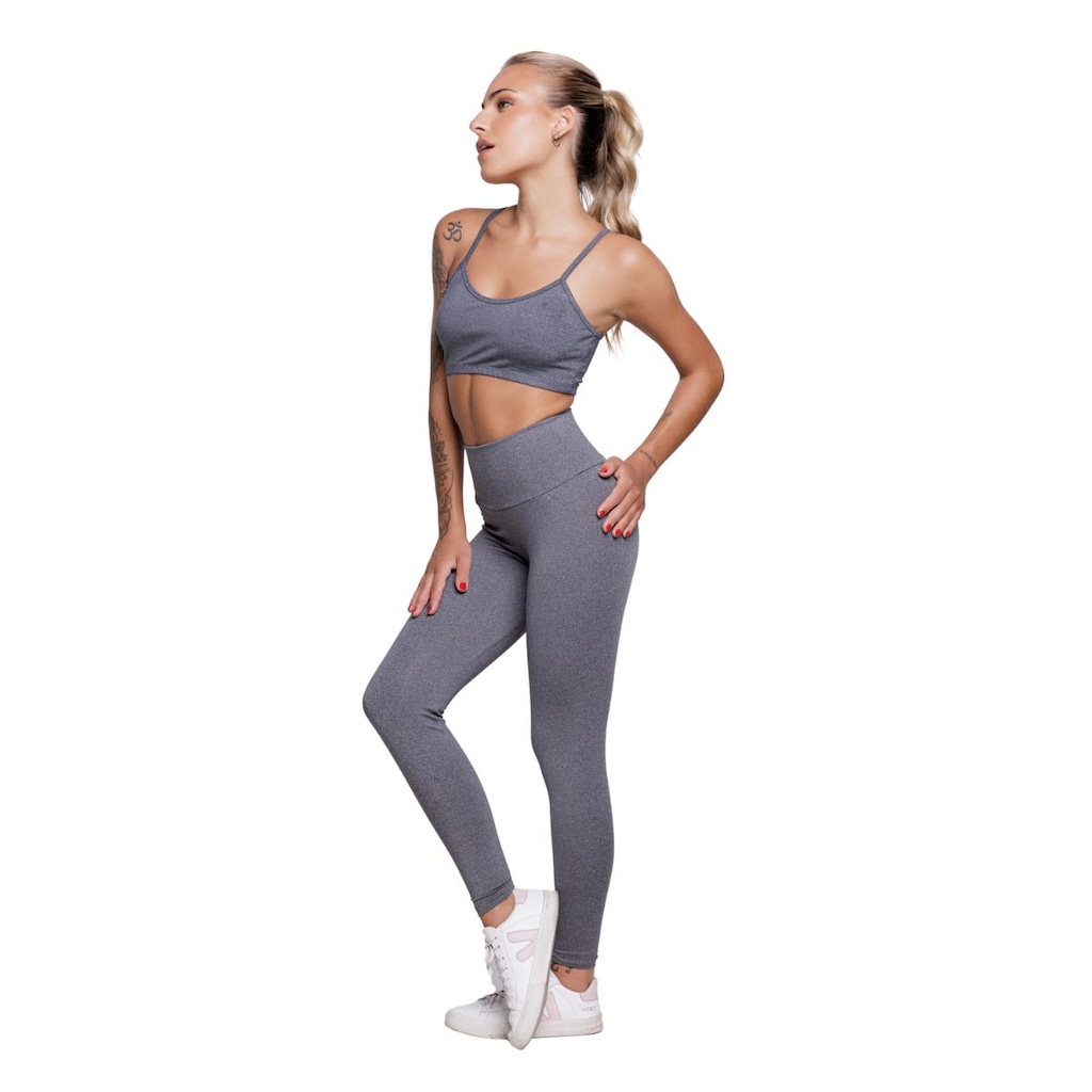 Imagem 2 do produto Conjunto Top Alça Fina e Calça Suplex Vekyo Moda Fitness Feminina