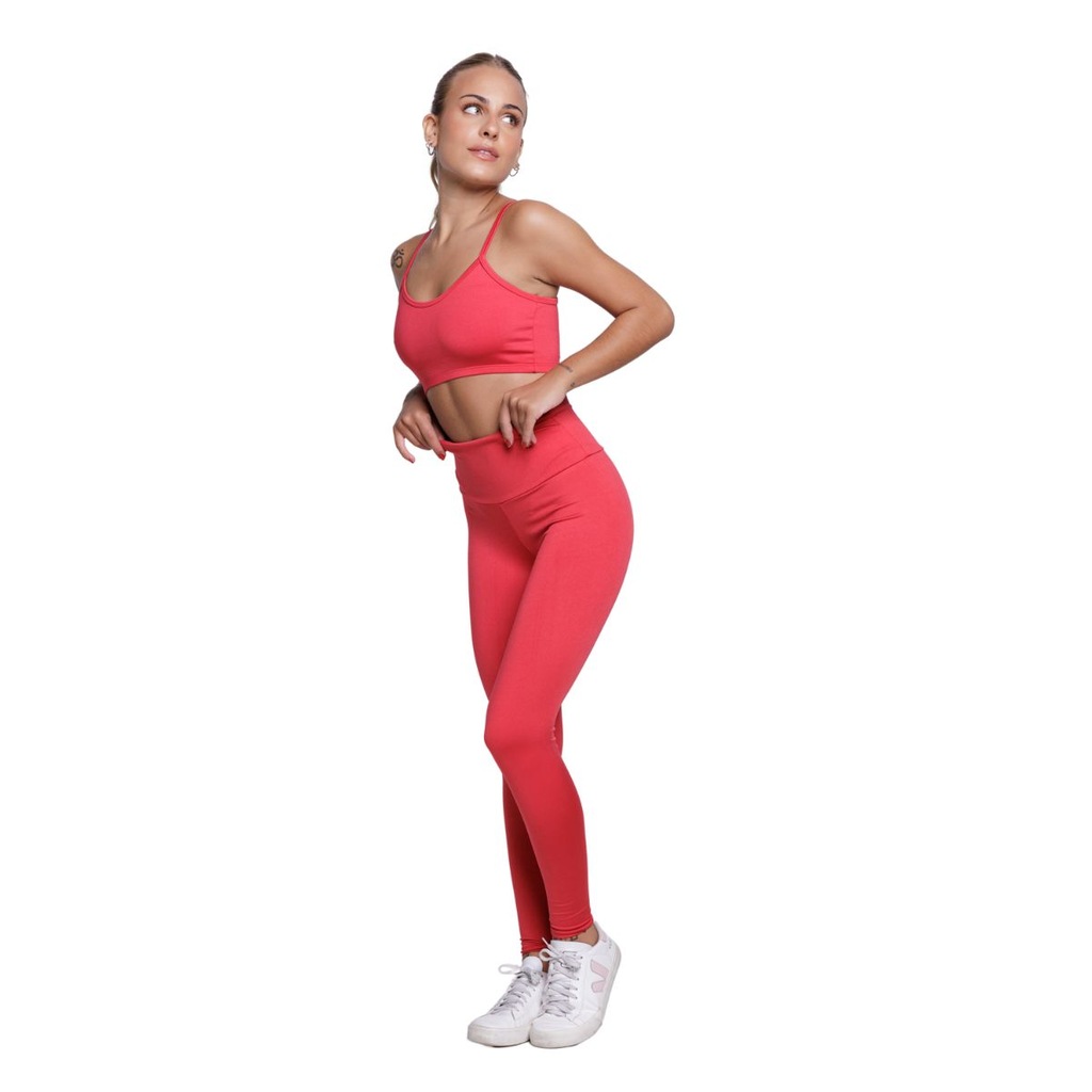 Imagem 2 do produto Conjunto Top Alça Fina e Calça Suplex Vekyo Moda Fitness Feminina