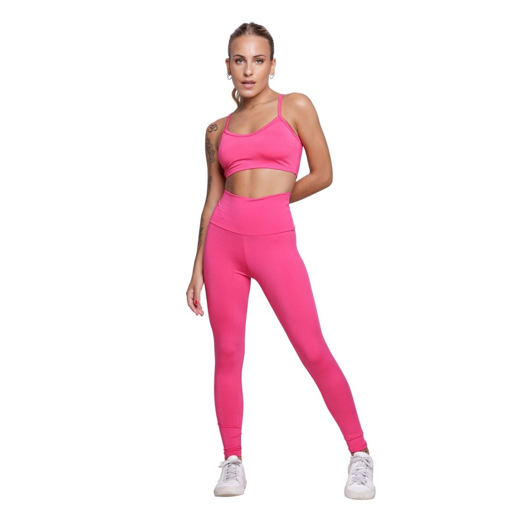 Conjunto Top Alça Fina e Calça Suplex Vekyo Moda Fitness Feminina