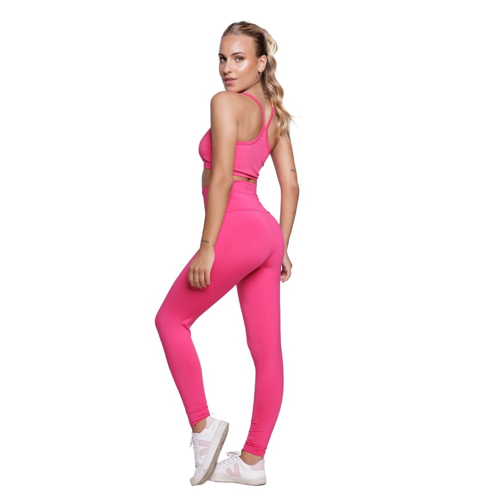 Imagem 3 do produto Conjunto Top Alça Fina e Calça Suplex Vekyo Moda Fitness Feminina