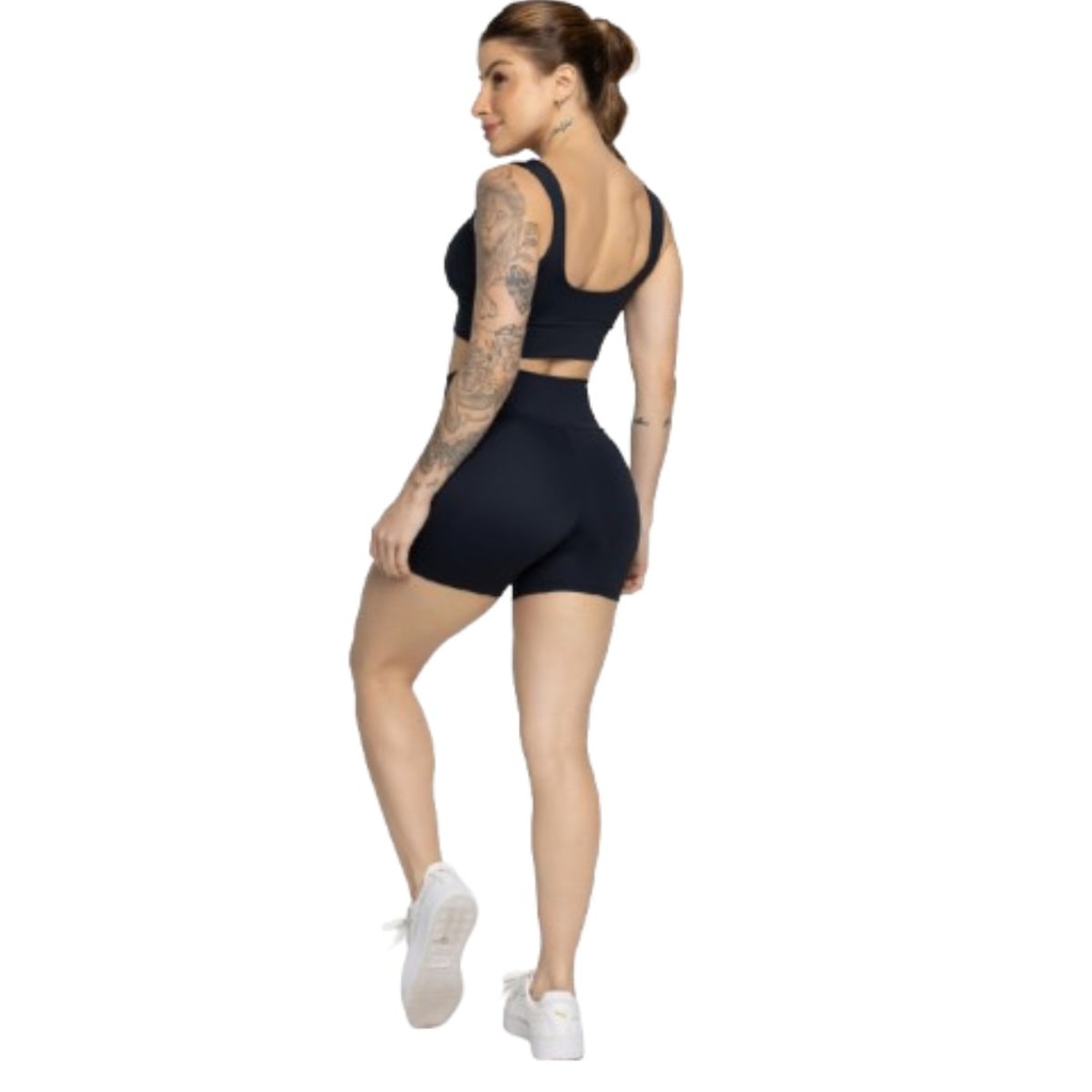 Imagem 3 do produto Conjunto Top Alça Grossa e Short Smart Vekyo Alta Compressão Treino Academia Moda Fitness