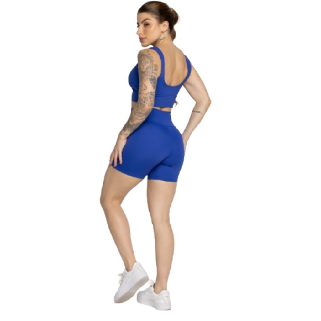 Imagem 2 do produto Conjunto Top Alça Grossa e Short Smart Vekyo Alta Compressão Treino Academia Moda Fitness