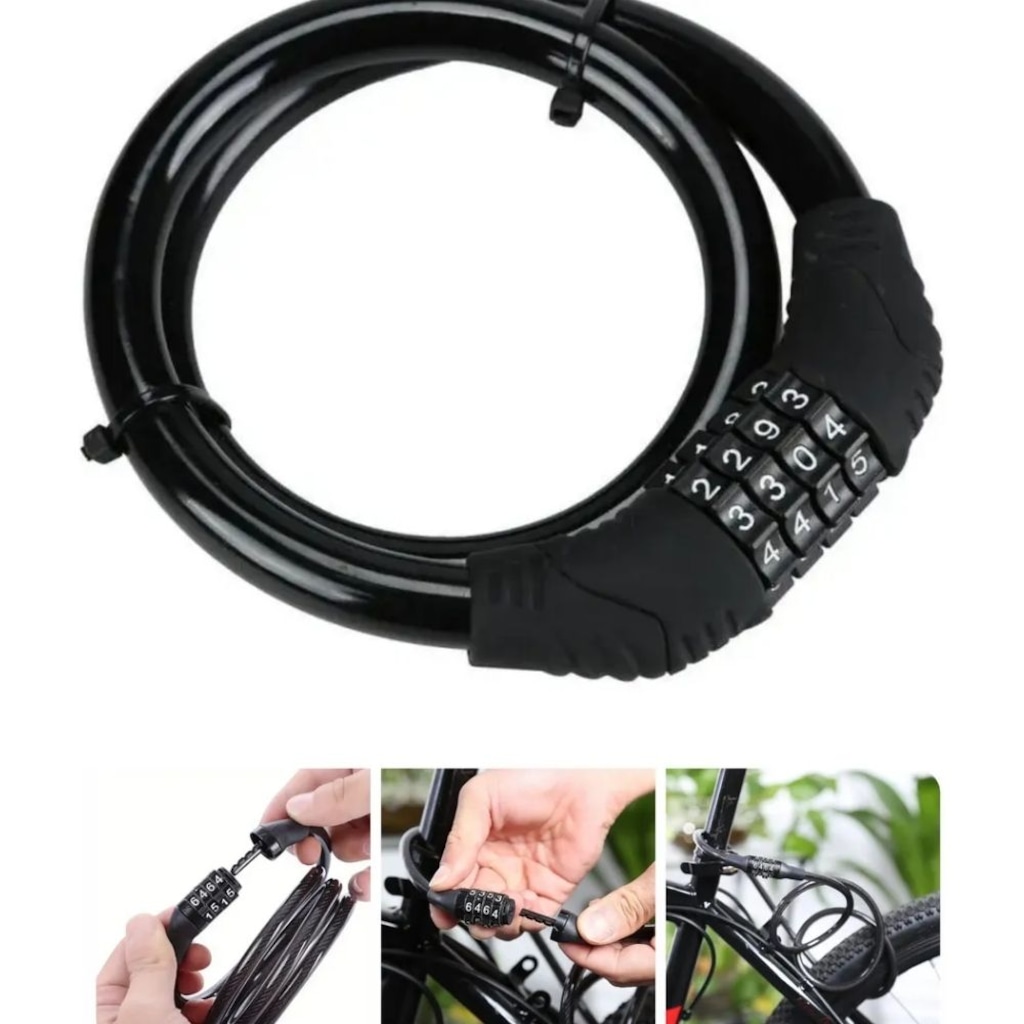 Imagem 4 do produto Cadeado de Segurança TJK Para Bicicleta Bike Moto com Senha de Dígitos 8mm Aço Reforçado 65cm