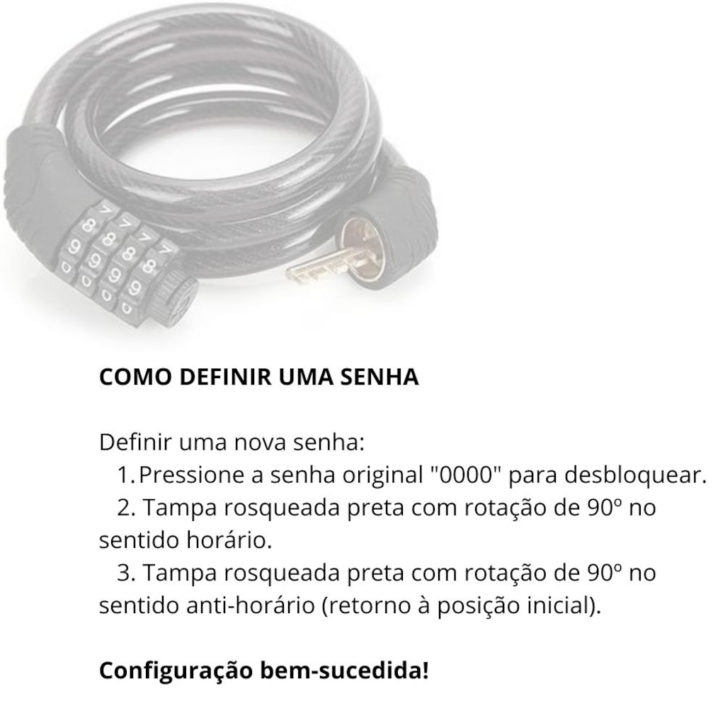 Imagem 5 do produto Cadeado de Segurança TJK Para Bicicleta Bike Moto com Senha de Dígitos 8mm Aço Reforçado 65cm