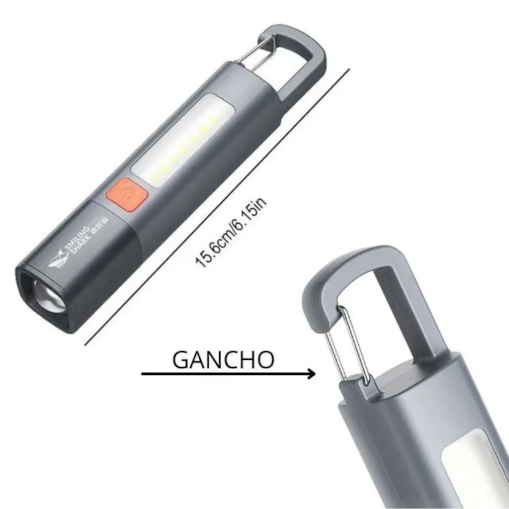 Imagem 4 do produto Mini Lanterna LED DK Recarregável USB Longo Alcance com Gancho Resistente à Água