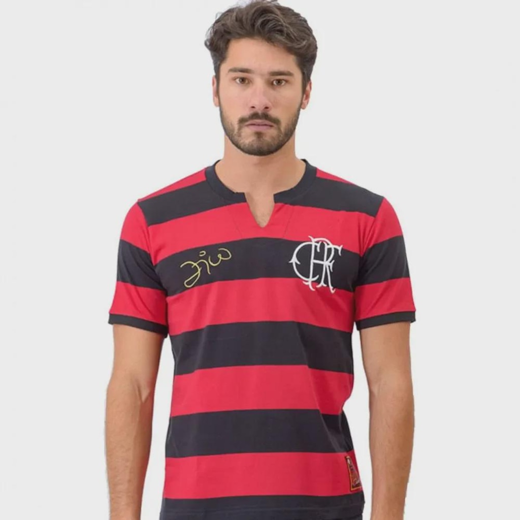 Camiseta Braziline Flamengo Tri Campeão Zico Masculina
