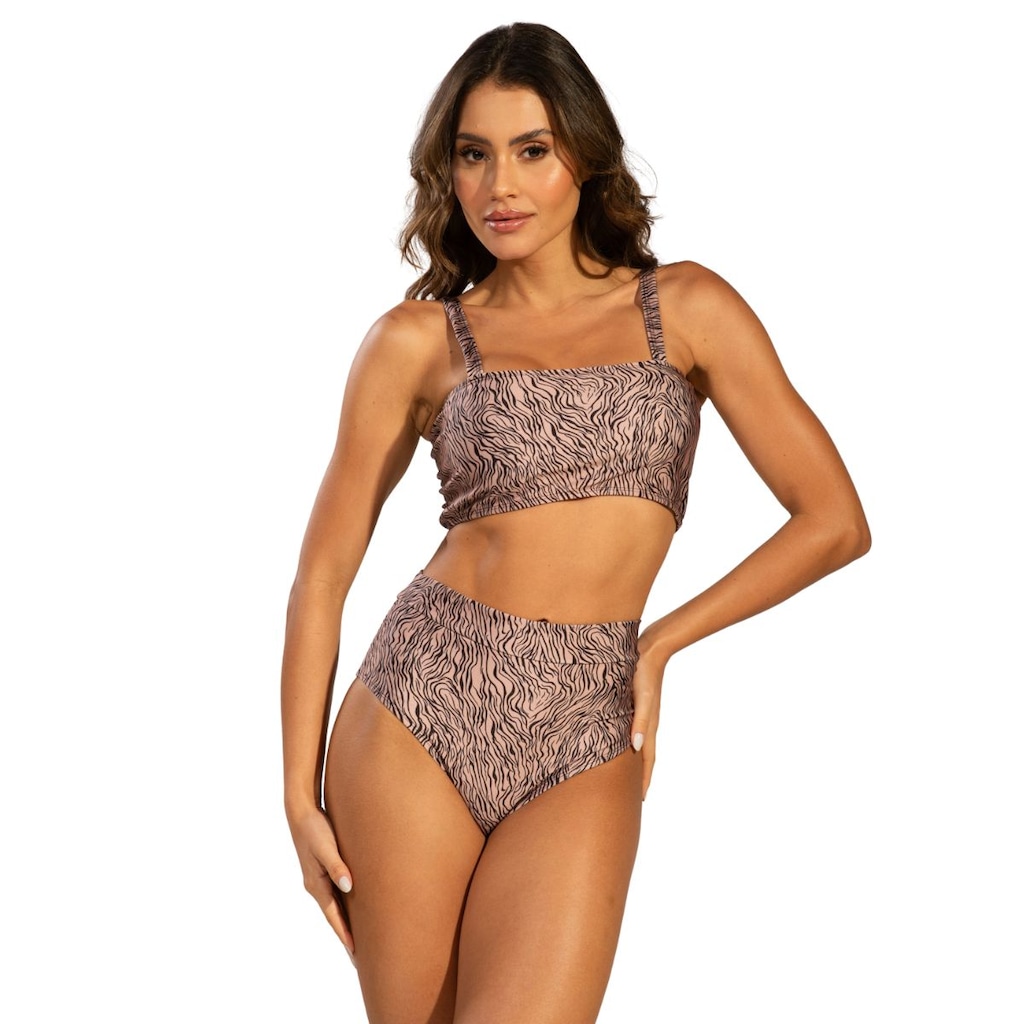 Biquíni Top Faixa Estampado Vekyo Hot Pants Roupa Para Piscina Moda Praia Feminina