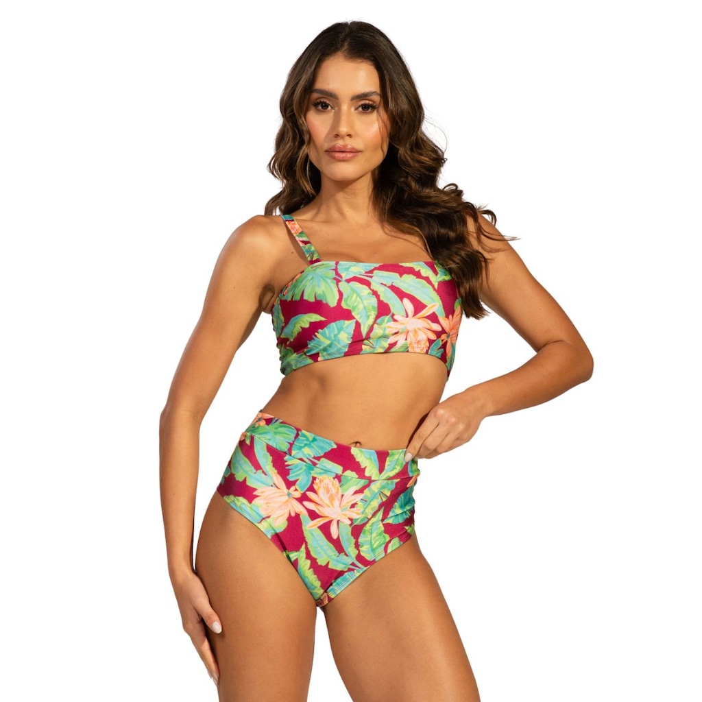 Biquíni Top Faixa Estampado Vekyo Hot Pants Roupa Para Piscina Moda Praia Feminina
