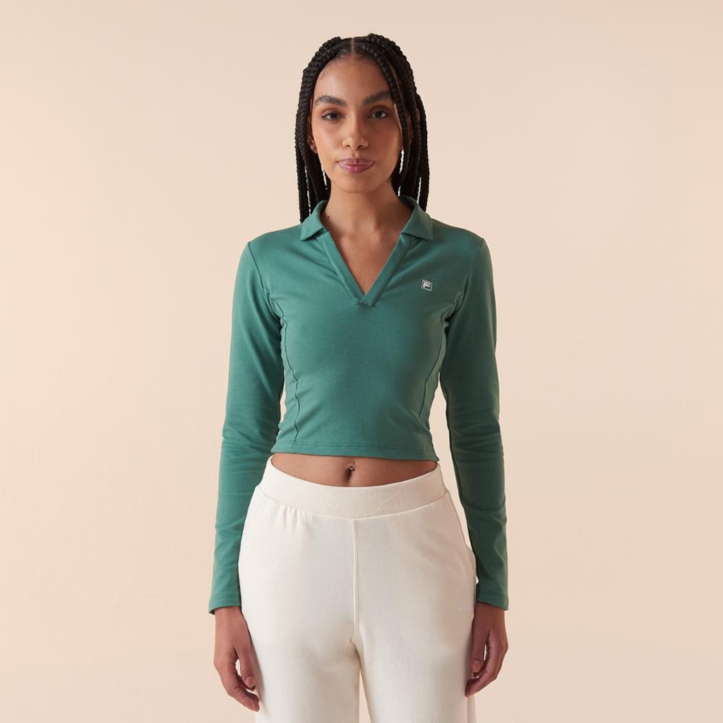 Camiseta Polo Fila Ml Fit Letter Touch Feminina - Foto 1