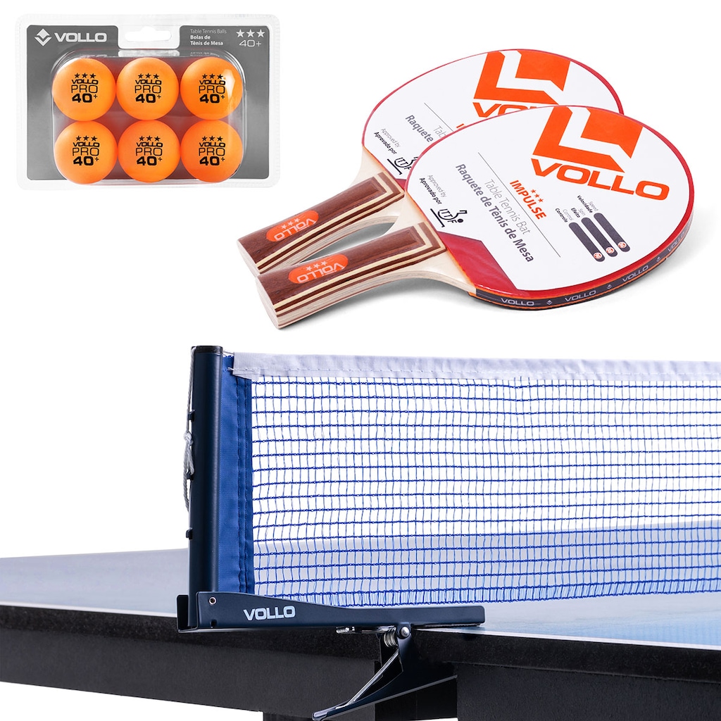 Kit Ping Pong Rede com Alicate + 6 Bolas + Raquete Impulse