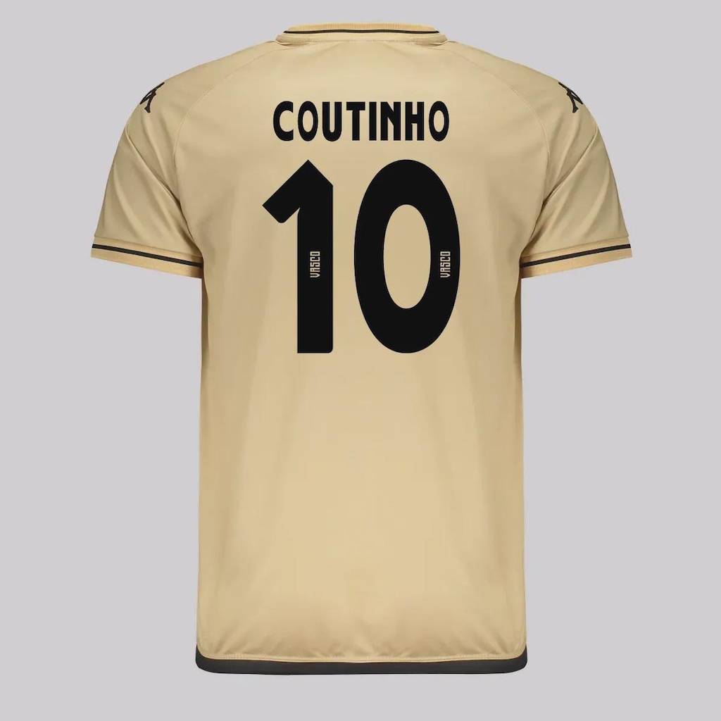 Camisa do Vasco Supporter Shore Dourada 10 Coutinho Kappa Masculina