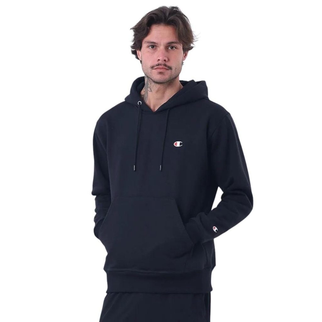 Blusão de Moletom Champion Canguru Logo C Bordado Masculino