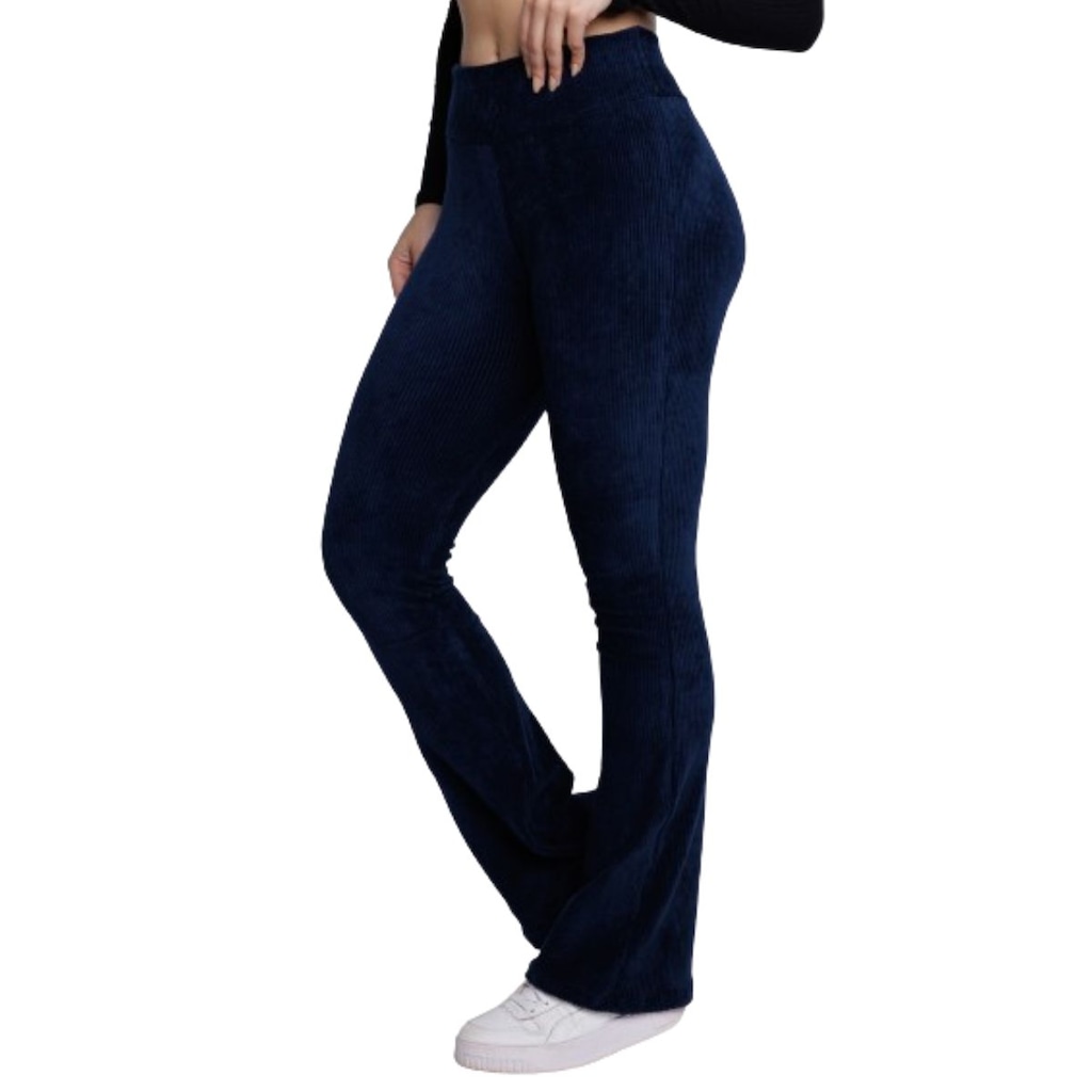 Calça Legging Flare Cotelê Vekyo Veludo Feminina