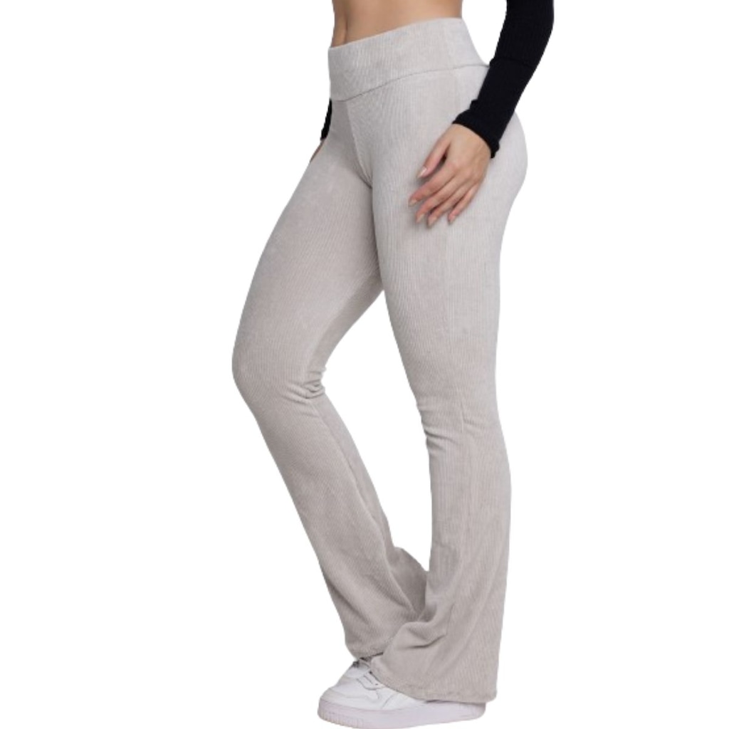 Calça Legging Flare Cotelê Vekyo Veludo Feminina