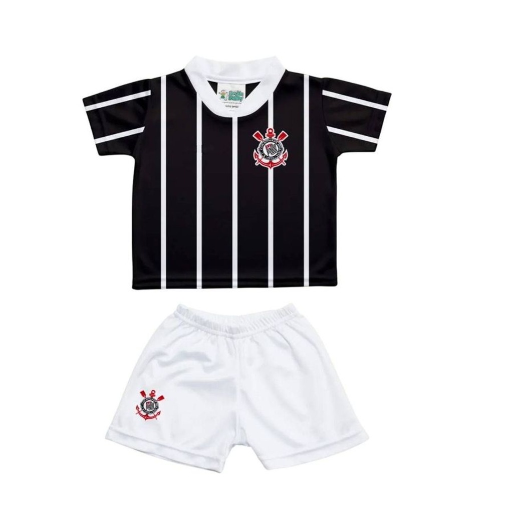 Kit Uniforme de Futebol Torcida Baby Corinthians Sublimado Infantil