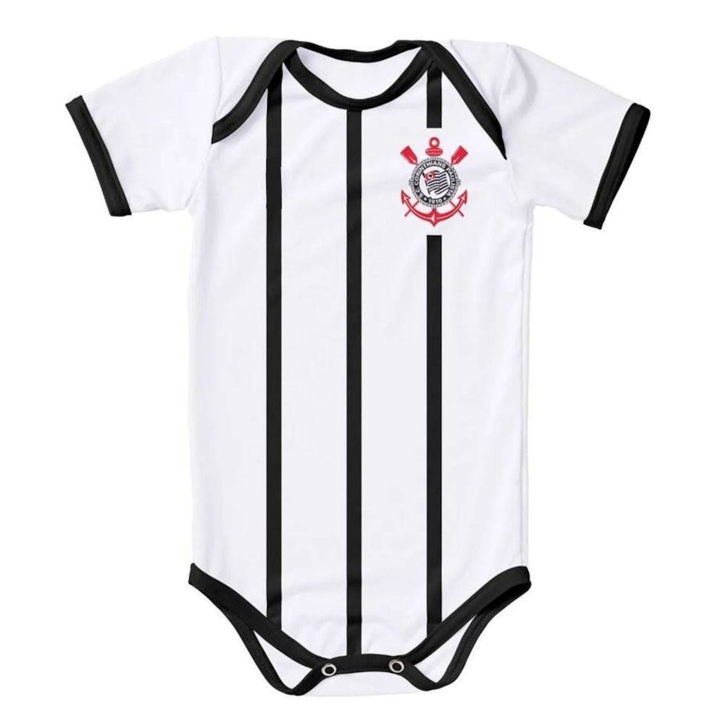 Body Torcida Baby Corinthians Listrado Proteção UV Infantil