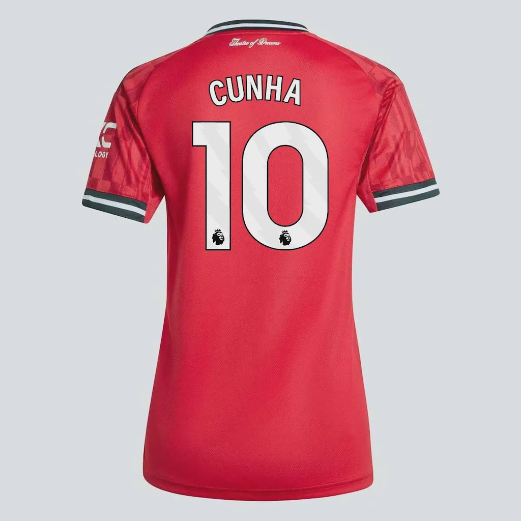 Camisa Manchester United Home 2026 adidas 10 Cunha Feminina