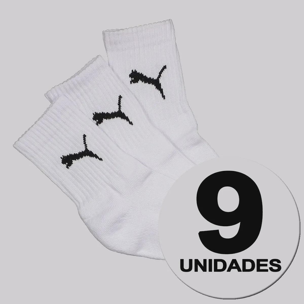 Kit Meia Puma Cano Médio 9 Pares Feminina