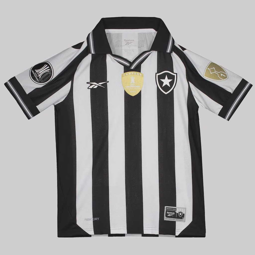 Camisa do Botafogo I 2025 Reebok Campeão Libertadores 2024 Infantil