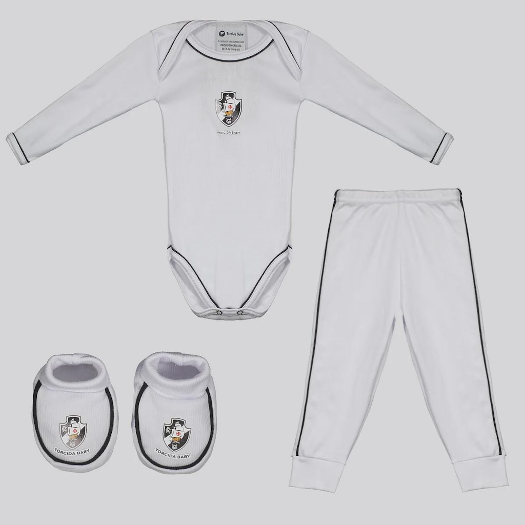 Kit Body Longo Calça e Pantufa Infantil Vasco