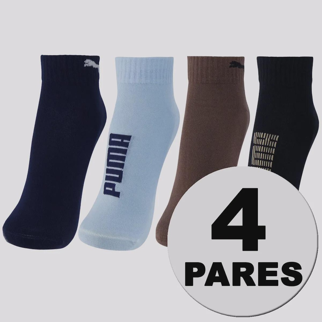Kit 4 Pares de Meia Puma Cano Baixo Sortidas