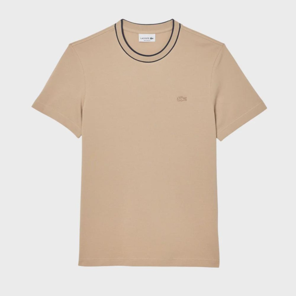 Camiseta Lacoste Piqué com Gola Listrada Masculina