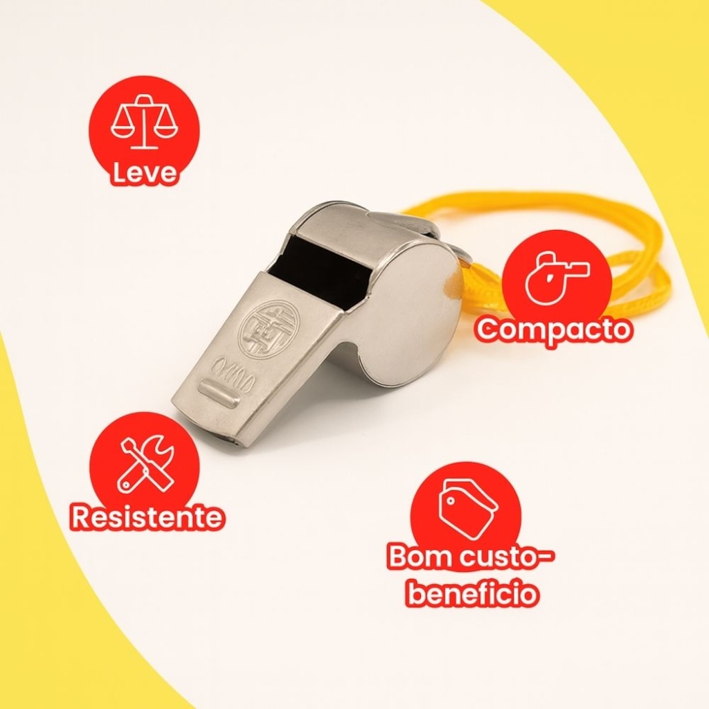 Imagem 5 do produto Apito Profissional de Metal DK com Cordão para Árbitros Treinadores Escolas Esportes Recreação